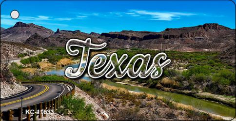 Texas Open Mountain Road Novelty Metal Key Chain KC-11633