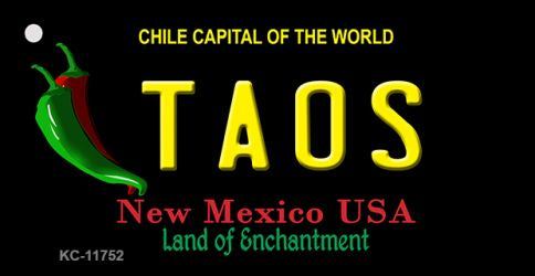 Taos New Mexico Black State Novelty Metal Key Chain KC-11752