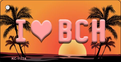 I Love Beach Novelty Metal Key Chain KC-11774