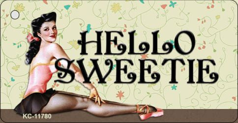 Hello Sweetie Vintage Pinup Novelty Metal Key Chain KC-11780