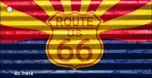 Arizona Route 66 Corrugated Novelty Metal Key Chain KC-11814