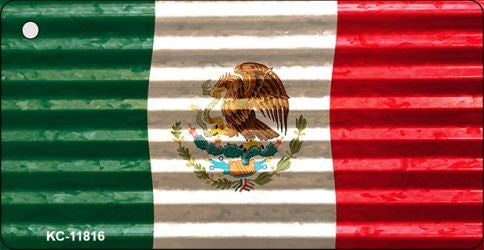 Mexico Flag Corrugated Novelty Metal Key Chain KC-11816