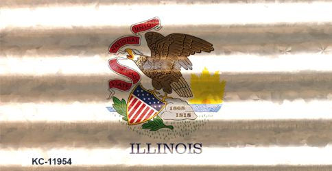 Illinois Corrugated Flag Novelty Key Chain KC-11954