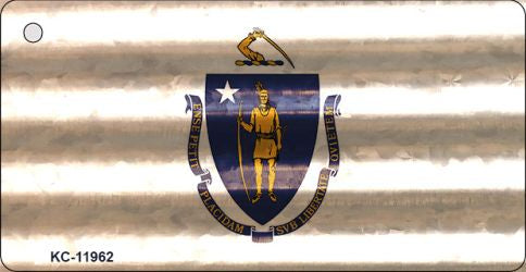 Massachusetts Corrugated Flag Novelty Key Chain KC-11962