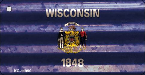 Wisconsin Corrugated Flag Novelty Key Chain KC-11990