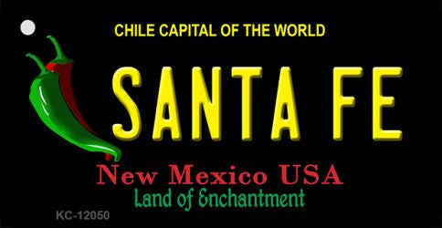 Santa Fe Black New Mexico Novelty Metal Key Chain KC-12050