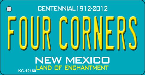 Four Corners Teal New Mexico Novelty Metal Key Chain KC-12160