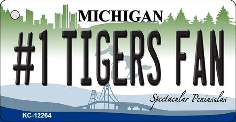 Number 1 Tigers Fan Michigan Novelty Metal Key Chain KC-12264