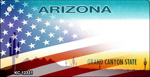 Arizona with American Flag Novelty Metal Key Chain KC-12331