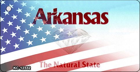Arkansas with American Flag Novelty Metal Key Chain KC-12332