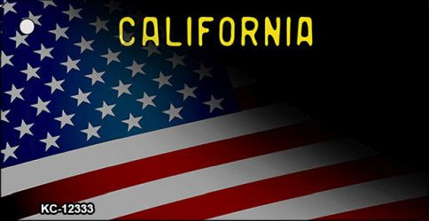 California with American Flag Novelty Metal Key Chain KC-12333