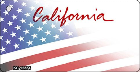 California with American Flag Novelty Metal Key Chain KC-12334