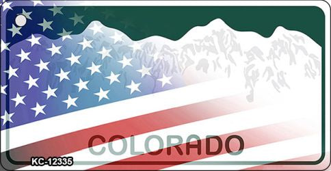Colorado with American Flag Novelty Metal Key Chain KC-12335