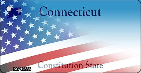 Connecticut with American Flag Novelty Metal Key Chain KC-12336