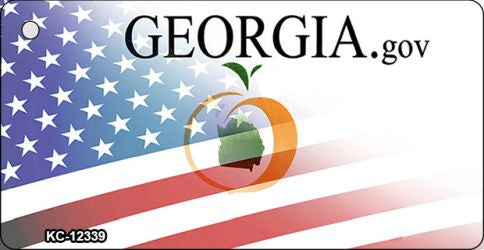 Georgia with American Flag Novelty Metal Key Chain KC-12339