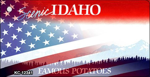 Idaho with American Flag Novelty Metal Key Chain KC-12341