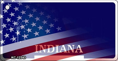 Indiana with American Flag Novelty Metal Key Chain KC-12343