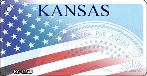Kansas with American Flag Novelty Metal Key Chain KC-12345