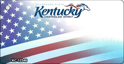 Kentucky with American Flag Novelty Metal Key Chain KC-12346