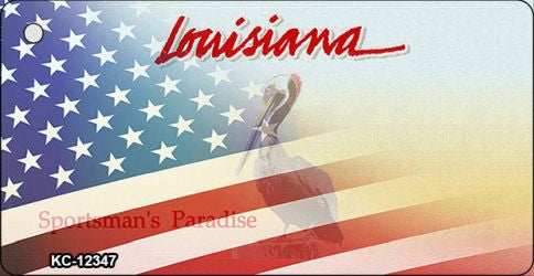 Louisiana with American Flag Novelty Metal Key Chain KC-12347