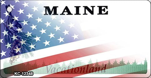 Maine with American Flag Novelty Metal Key Chain KC-12348