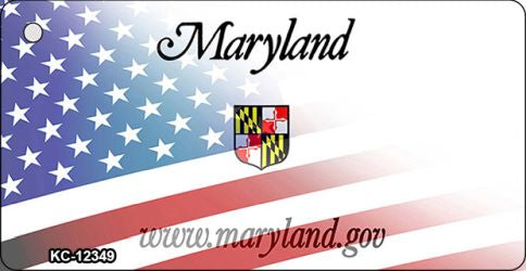 Maryland with American Flag Novelty Metal Key Chain KC-12349