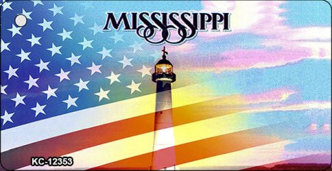 Mississippi with American Flag Novelty Metal Key Chain KC-12353
