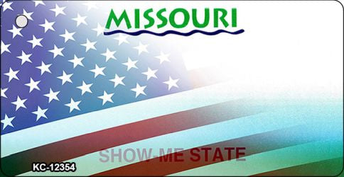 Missouri with American Flag Novelty Metal Key Chain KC-12354