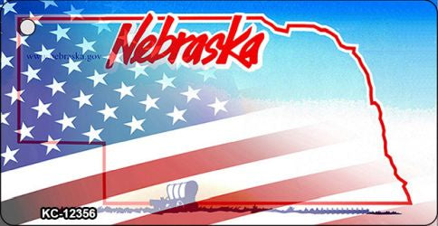 Nebraska with American Flag Novelty Metal Key Chain KC-12356