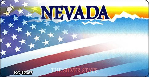 Nevada with American Flag Novelty Metal Key Chain KC-12357