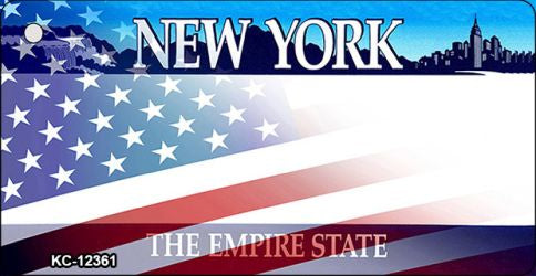 New York with American Flag Novelty Metal Key Chain KC-12361