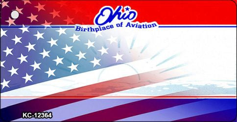 Ohio with American Flag Novelty Metal Key Chain KC-12364