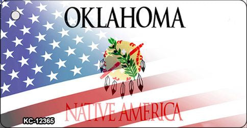 Oklahoma with American Flag Novelty Metal Key Chain KC-12365