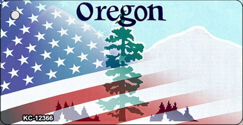 Oregon with American Flag Novelty Metal Key Chain KC-12366