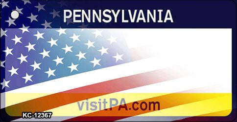 Pennsylvania with American Flag Novelty Metal Key Chain KC-12367