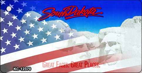 South Dakota with American Flag Novelty Metal Key Chain KC-12370