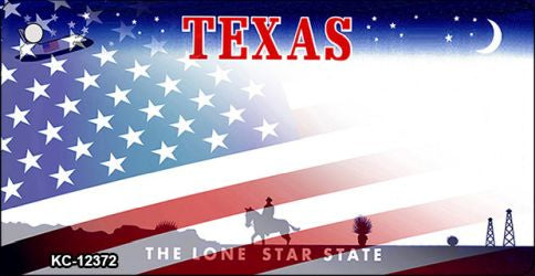 Texas with American Flag Novelty Metal Key Chain KC-12372