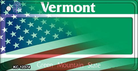 Vermont with American Flag Novelty Metal Key Chain KC-12374