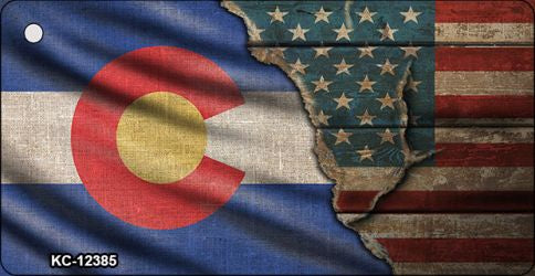 Colorado/American Flag Novelty Metal Key Chain KC-12385