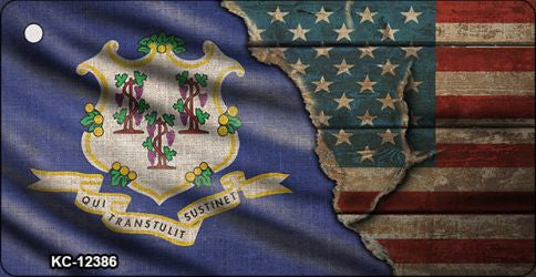 Connecticut/American Flag Novelty Metal Key Chain KC-12386