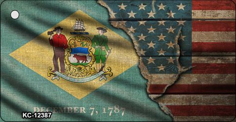 Delaware/American Flag Novelty Metal Key Chain KC-12387