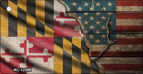 Maryland/American Flag Novelty Metal Key Chain KC-12399