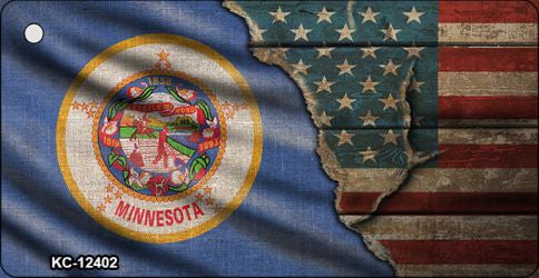 Minnesota/American Flag Novelty Metal Key Chain KC-12402