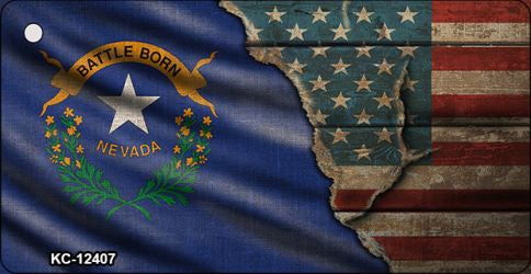 Nevada/American Flag Novelty Metal Key Chain KC-12407