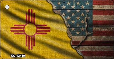 New Mexico/American Flag Novelty Metal Key Chain KC-12410
