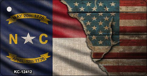 North Carolina/American Flag Novelty Metal Key Chain KC-12412