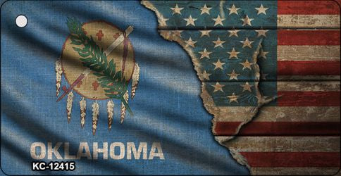 Oklahoma/American Flag Novelty Metal Key Chain KC-12415