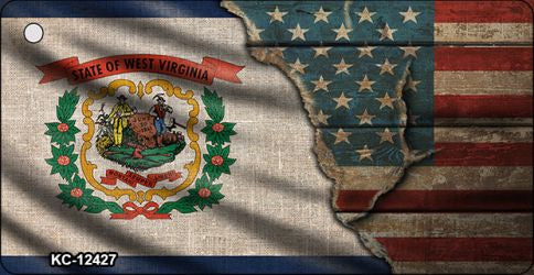 West Virginia/American Flag Novelty Metal Key Chain KC-12427