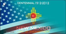 New Mexico with American Flag Novelty Metal Key Chain KC-12430