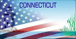 Connecticut with American Flag Novelty Metal Key Chain KC-12432